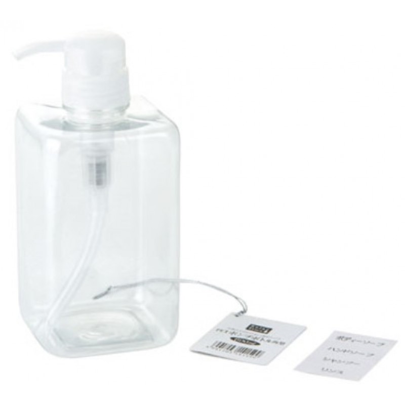 Pump bottle 600 ml square clear