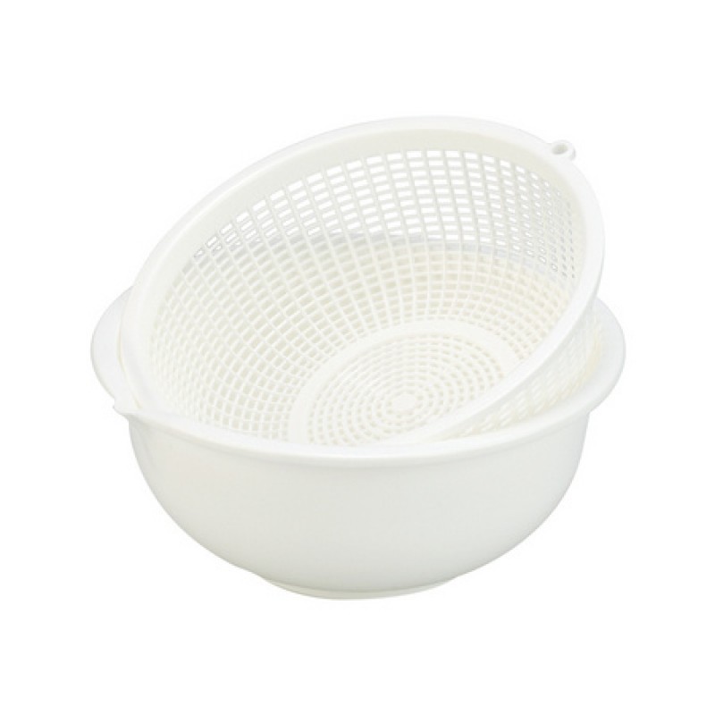 Plastic Beans Bowl & Strainer Set 650ml- White