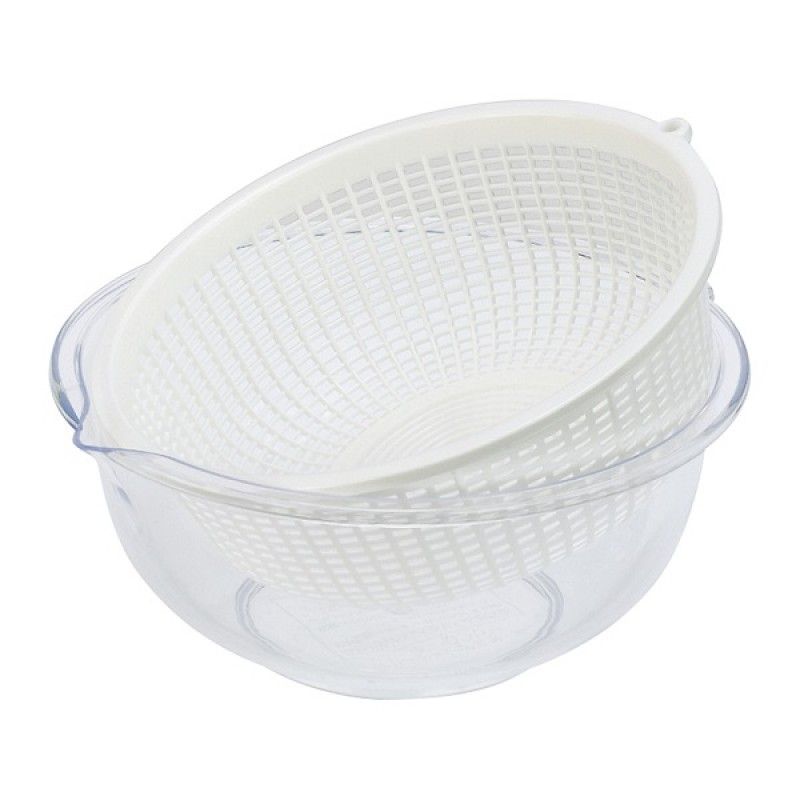 Plastic Beans Bowl & Strainer Set 650ml- Clear